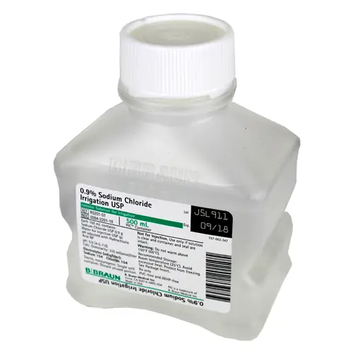 Sterile Sodium Chloride 0.9% Irrigation Solution for wound care, enhancing healing, and infection control.